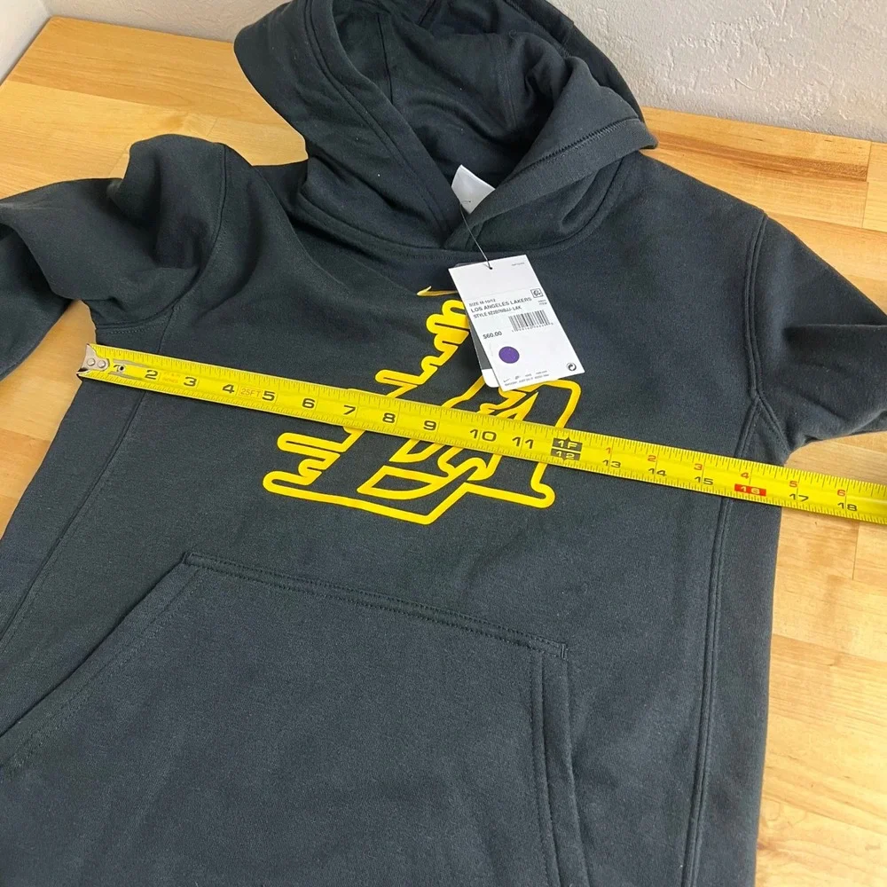 Los Angeles Lakers Kids Size M 10/12 Nike Hoodie Black Yellow New NBA Pullover